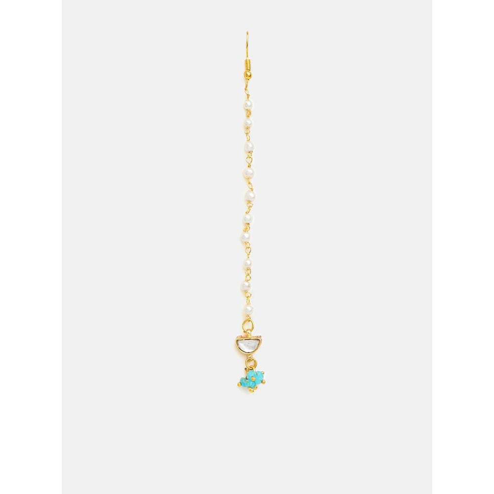 Ruby Raang Studio Festive Green And Gold Maang Tikka