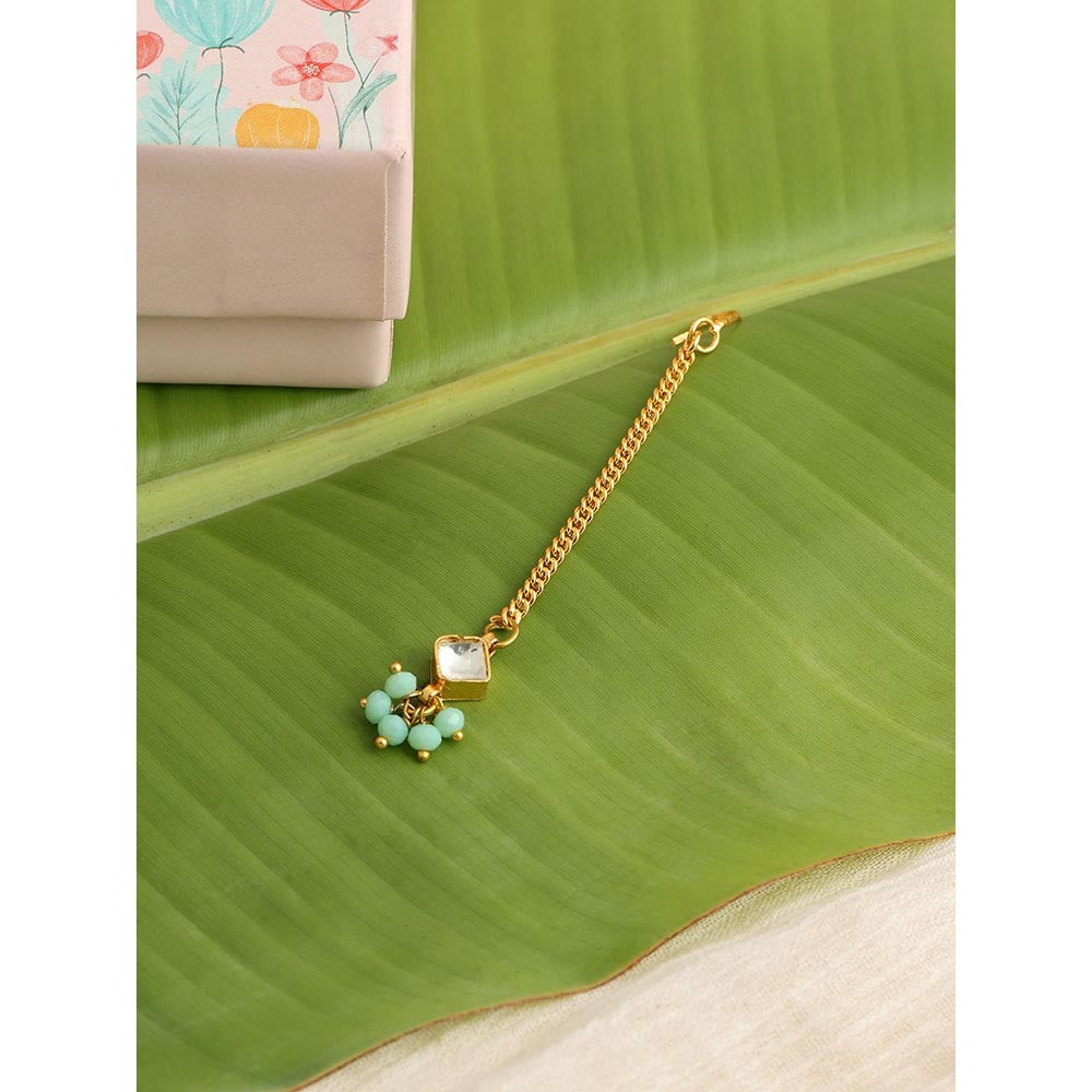 Ruby Raang Studio Green Kundan Maang Tikka
