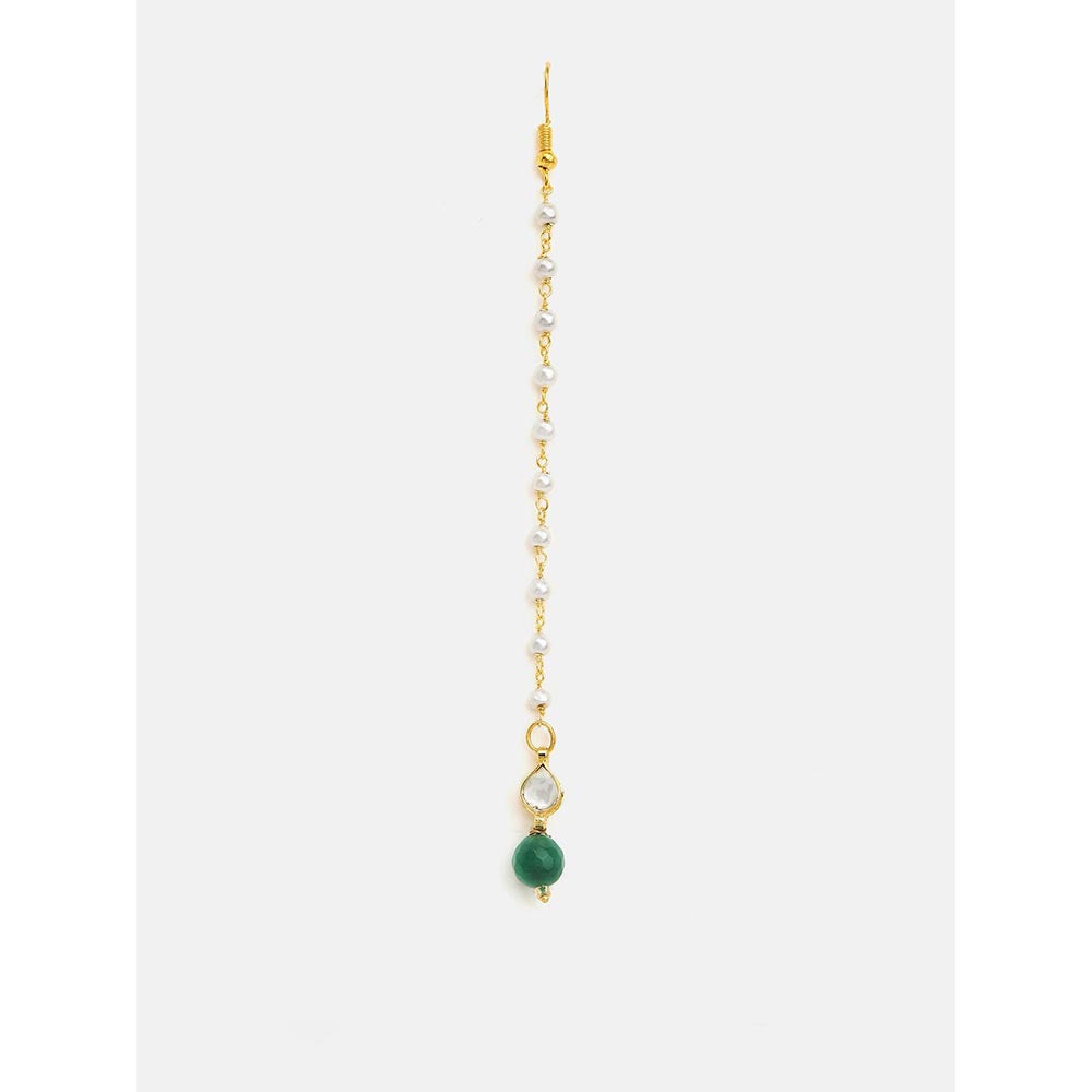 Ruby Raang Studio Green Drop Maang Tikka