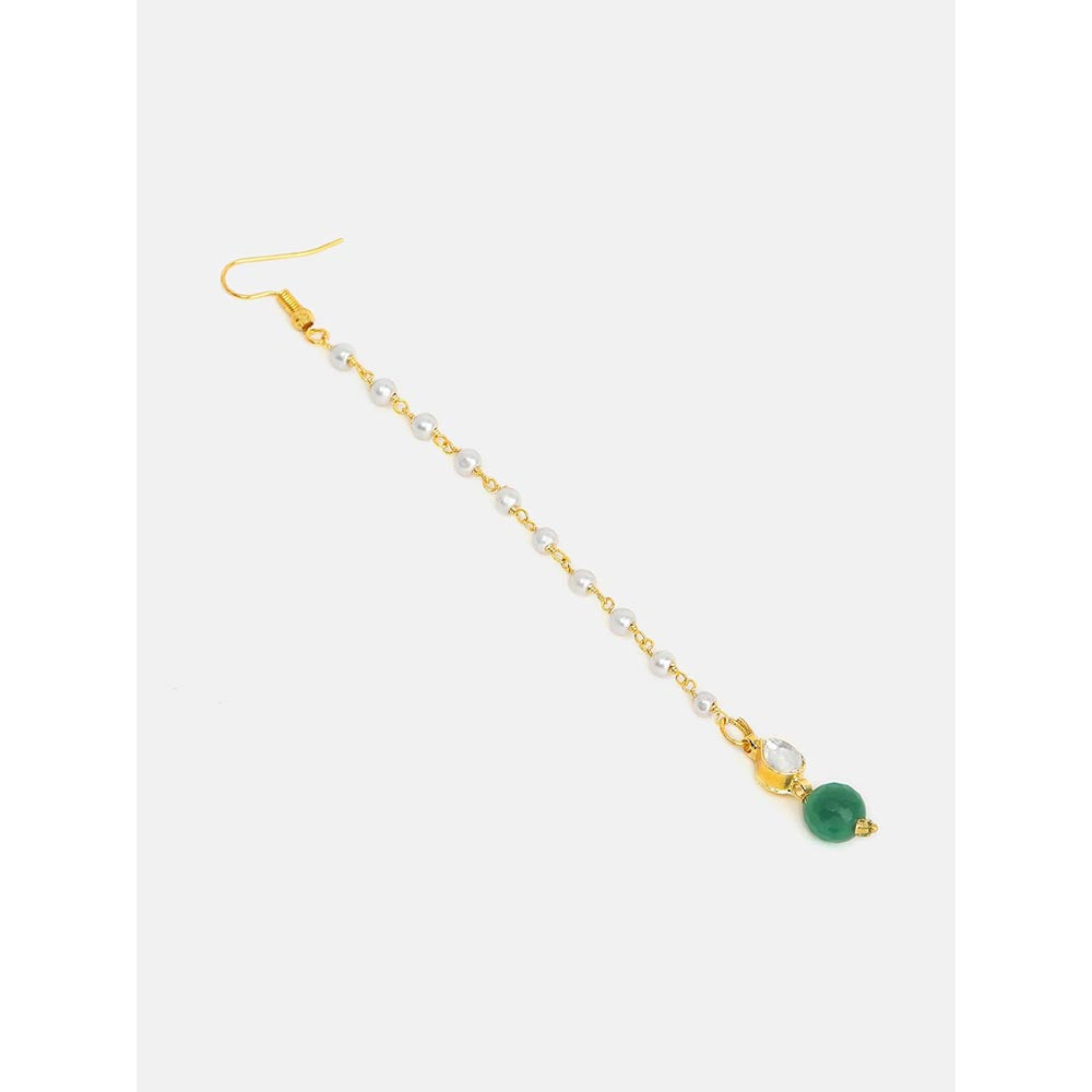 Ruby Raang Studio Green Drop Maang Tikka