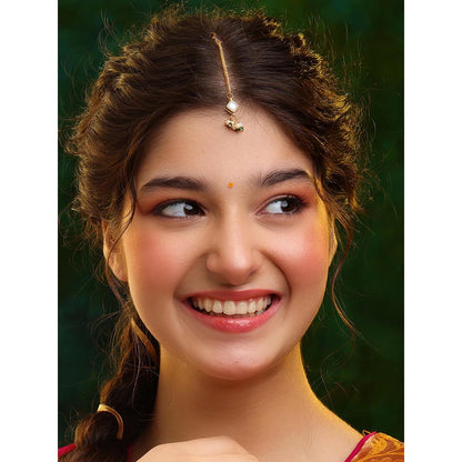 Ruby Raang Studio Womens Kundan Drop Maang Tikka