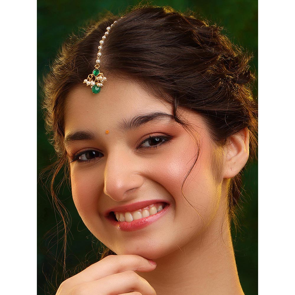 Ruby Raang Studio Lime Blossom Maang Tikka