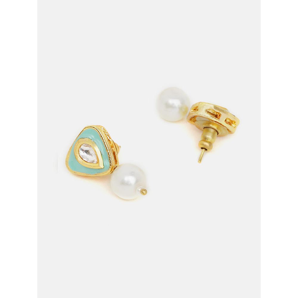 Ruby Raang Studio Ruhani Green Pearl Kundan Earrings