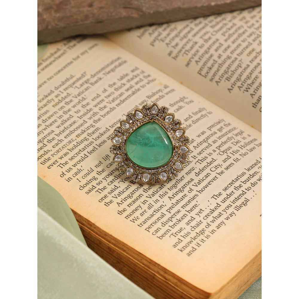 Ruby Raang Studio Teardrop Green Stone Ring
