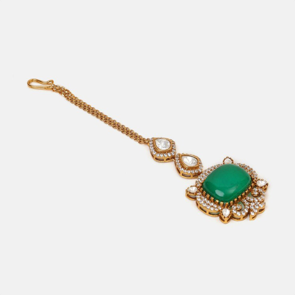 Ruby Raang Studio Green Kundan Tikka