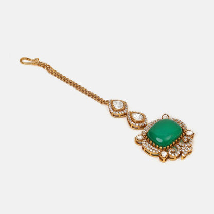 Ruby Raang Studio Green Kundan Tikka