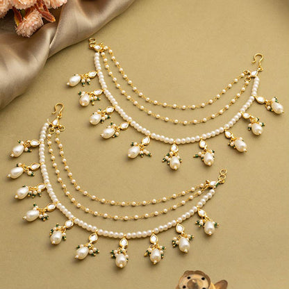 Ruby Raang Studio Rajkumari Kundan Ear Chain