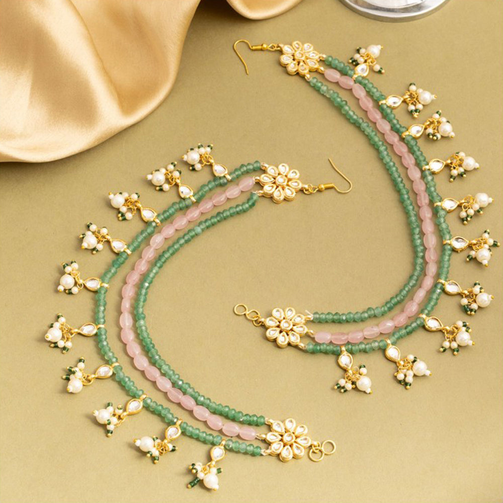 Ruby Raang Studio Multi-Color Gulnar Kundan Ear Chain
