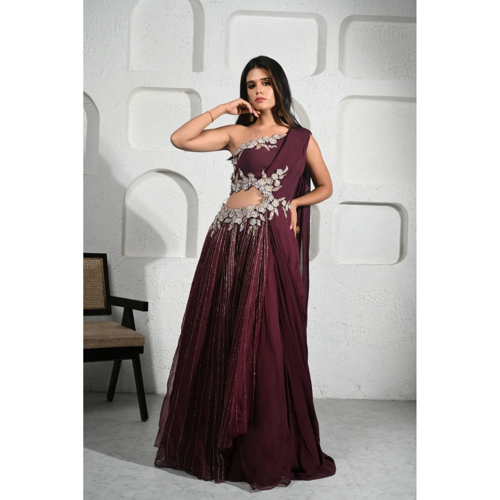 Ruhm Burgundy Elegance Gown