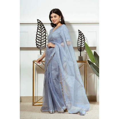 Ruhm Blue Bliss Saree with Stitched Blouse