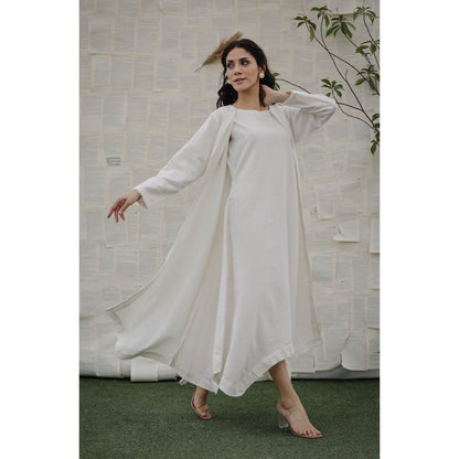 Ruhm White Elira Dress with Jacket (Set of 2)