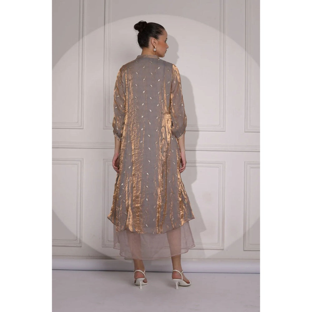 Ruhm Tint Brown Long Dress for Card Parties