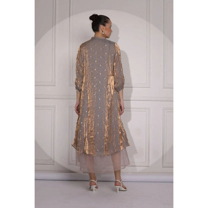 Ruhm Tint Brown Long Dress for Card Parties