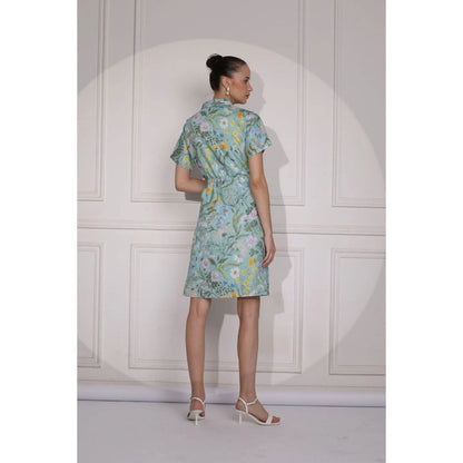 Ruhm Deep Violet Midi Dress with Handwork Details