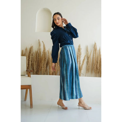 Ruhm Blue Ocean Ink Shirt with Skirt (Set of 2)