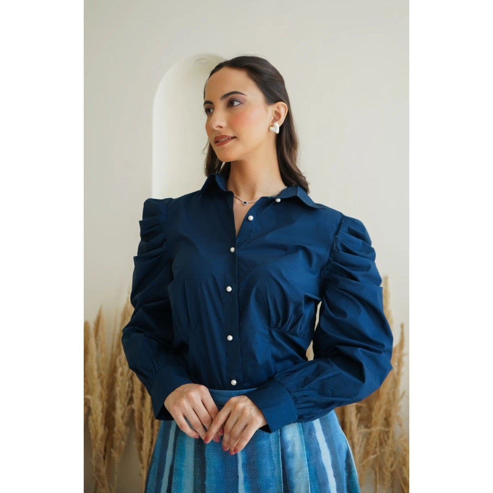 Ruhm Blue Ocean Ink Shirt with Skirt (Set of 2)