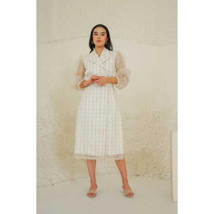 Ruhm Ivory Ethereal Check Dress