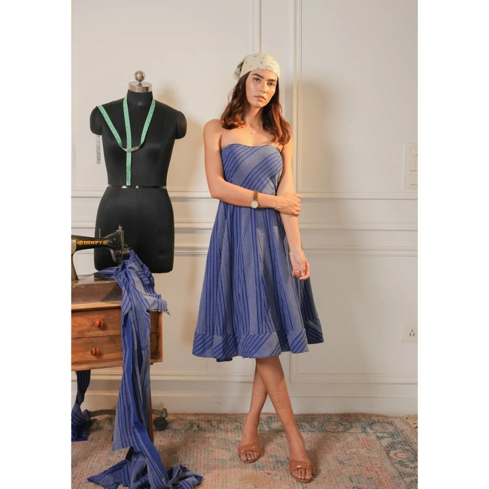 Ruhm Blue Kantha Bloom Dress