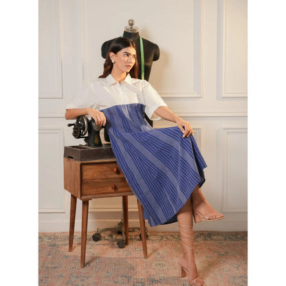 Ruhm Blue Kantha Panel Dress