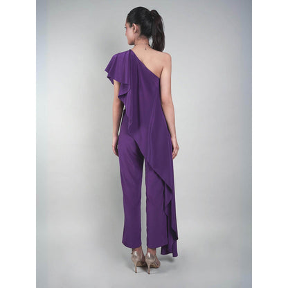 Rukinder Kumar Purple Asymmetric Co-Ord (Set of 2)