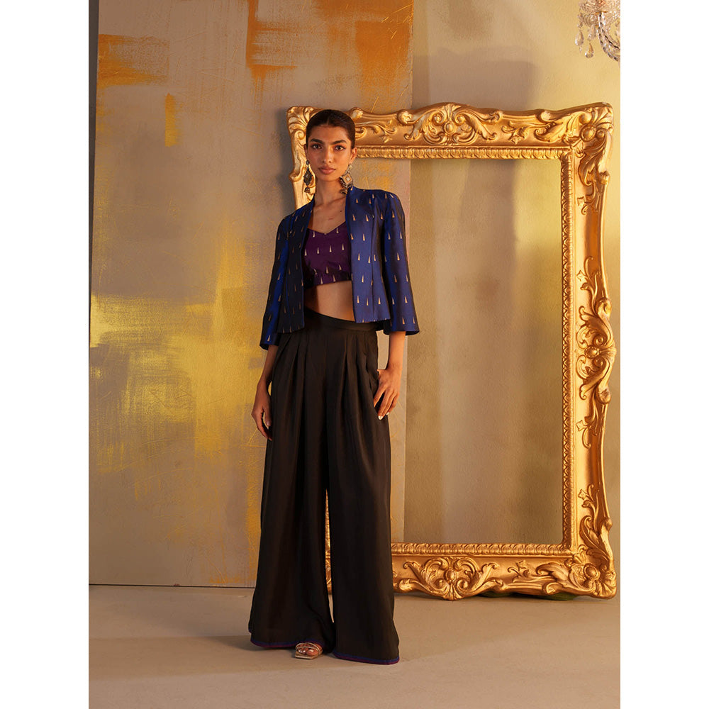 Rukinder Kumar Blue Kanjivaram Co-Ord (Set of 3)
