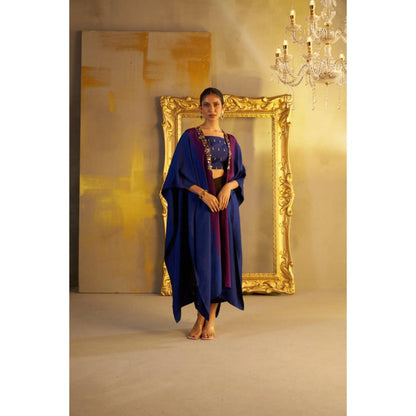 Rukinder Kumar Ombre Kanjivaram Bralette with Cape and Pant