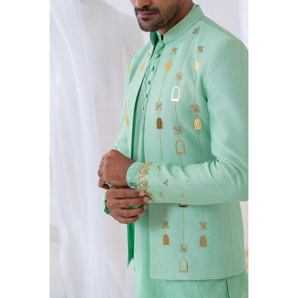 Runit Gupta Mint Khidki Jodhpuri Jacket with Kurta and Pant (Set of 3)