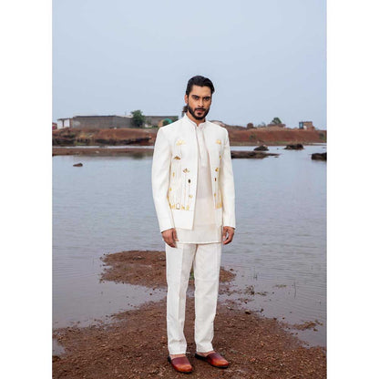 Runit Gupta Ivory Bloom Jodhpuri Jacket with Kurta and Pant (Set of 3)