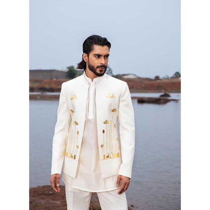 Runit Gupta Ivory Bloom Jodhpuri Jacket with Kurta and Pant (Set of 3)