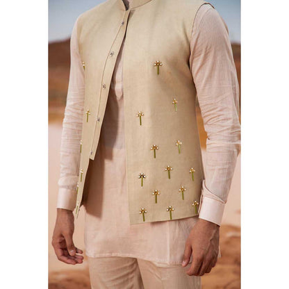 Runit Gupta Khaki Cutpipe Bundi Jacket