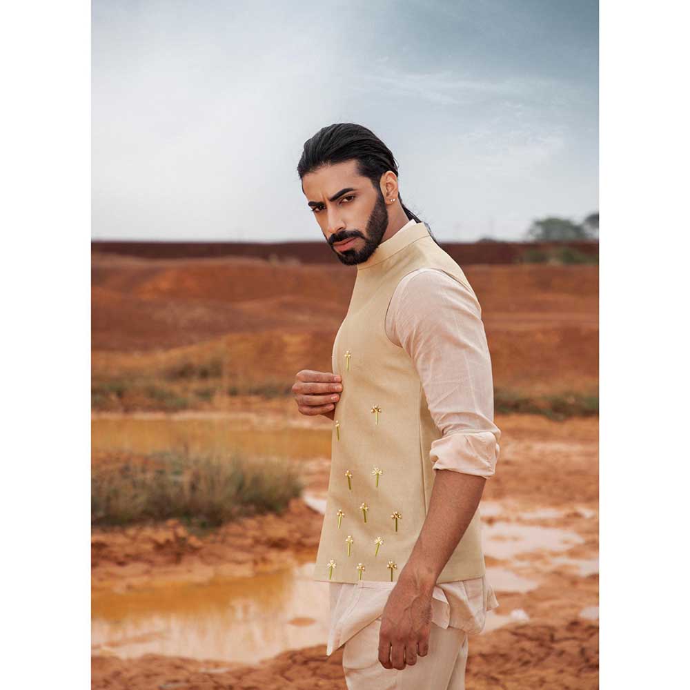 Runit Gupta Khaki Cutpipe Bundi Jacket