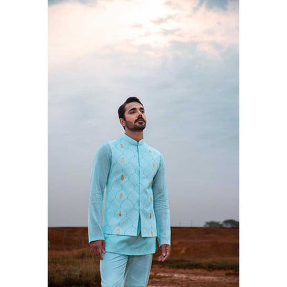 Runit Gupta Blue Pine Bundi Jacket