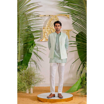 Runit Gupta Blue Bloom Bundi Jacket