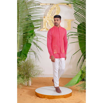 Runit Gupta Hot Pink Arches Bundi Jacket