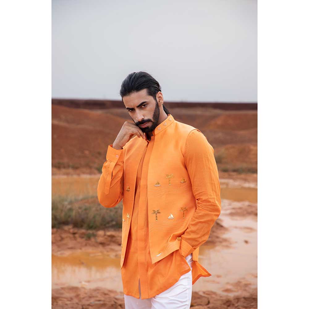 Runit Gupta Tangerine Boat Bundi Jacket
