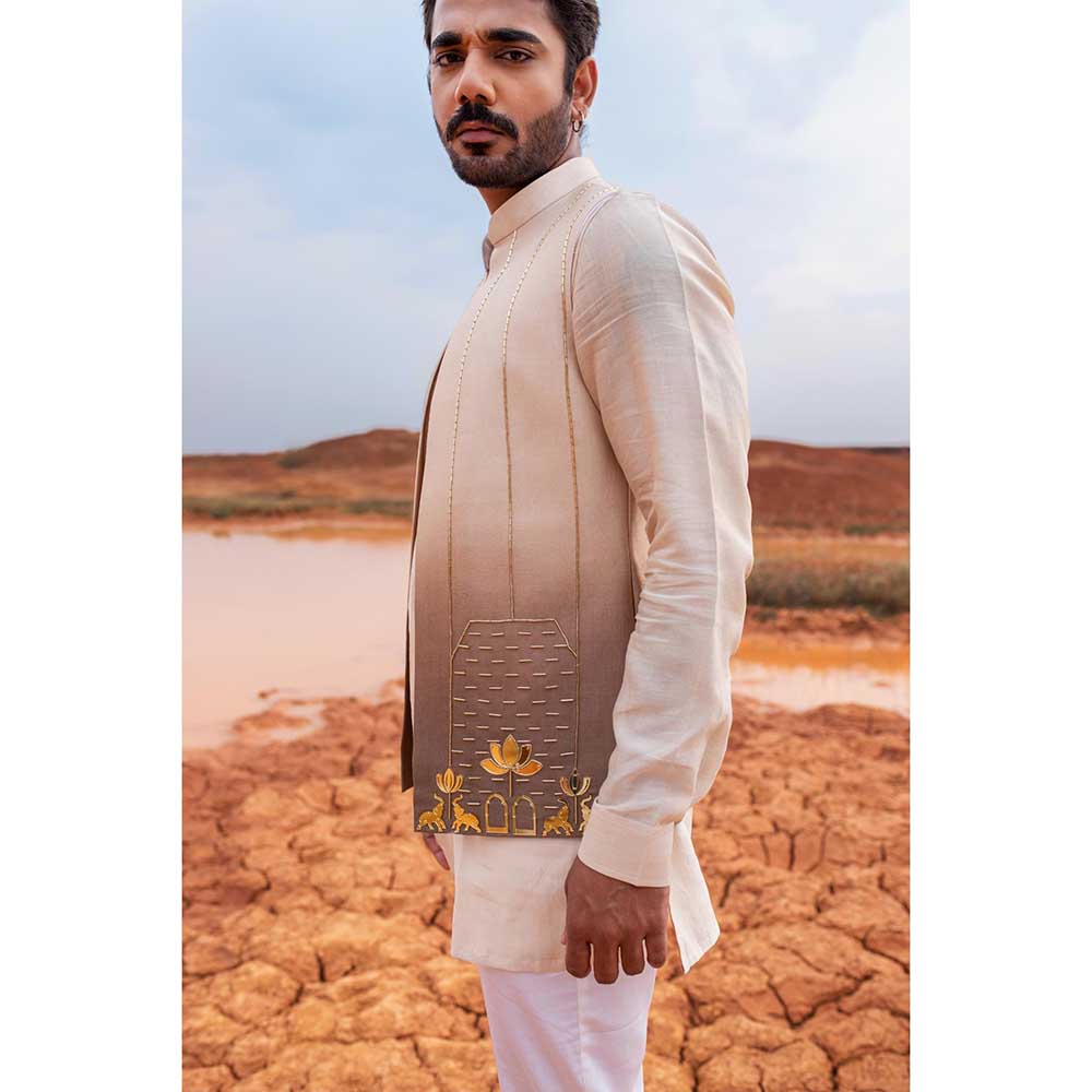 Runit Gupta Brown Ombre Bundi Jacket