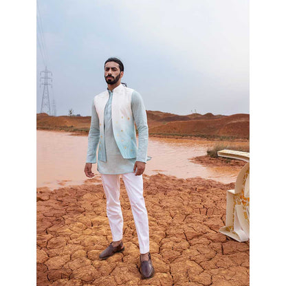 Runit Gupta Blue Ombre Bundi Jacket