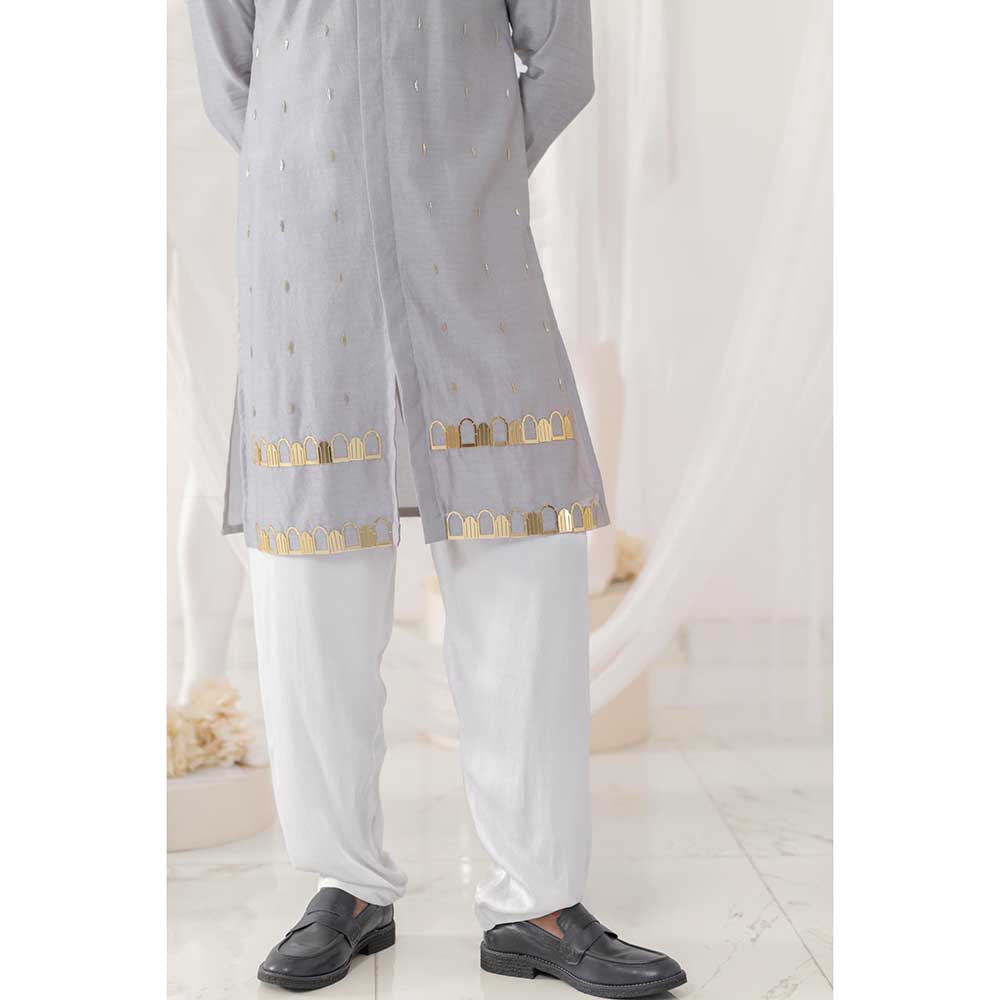 Runit Gupta Grey Khidki Kurta with Salwar (Set of 2)