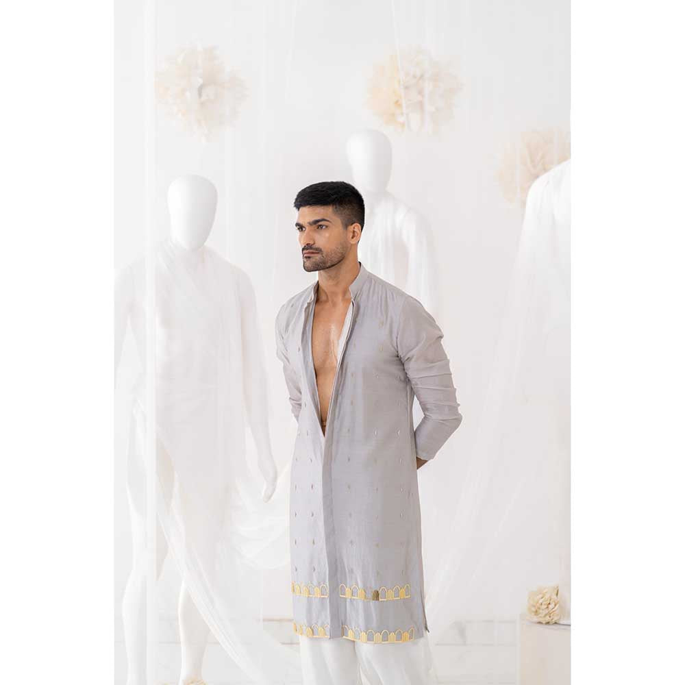 Runit Gupta Grey Khidki Kurta with Salwar (Set of 2)