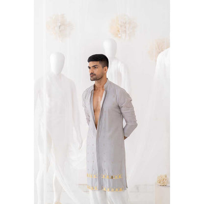 Runit Gupta Grey Khidki Kurta with Salwar (Set of 2)