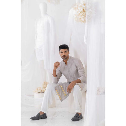 Runit Gupta Grey Khidki Kurta with Salwar (Set of 2)