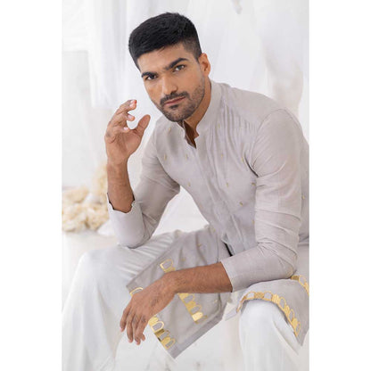 Runit Gupta Grey Khidki Kurta with Salwar (Set of 2)