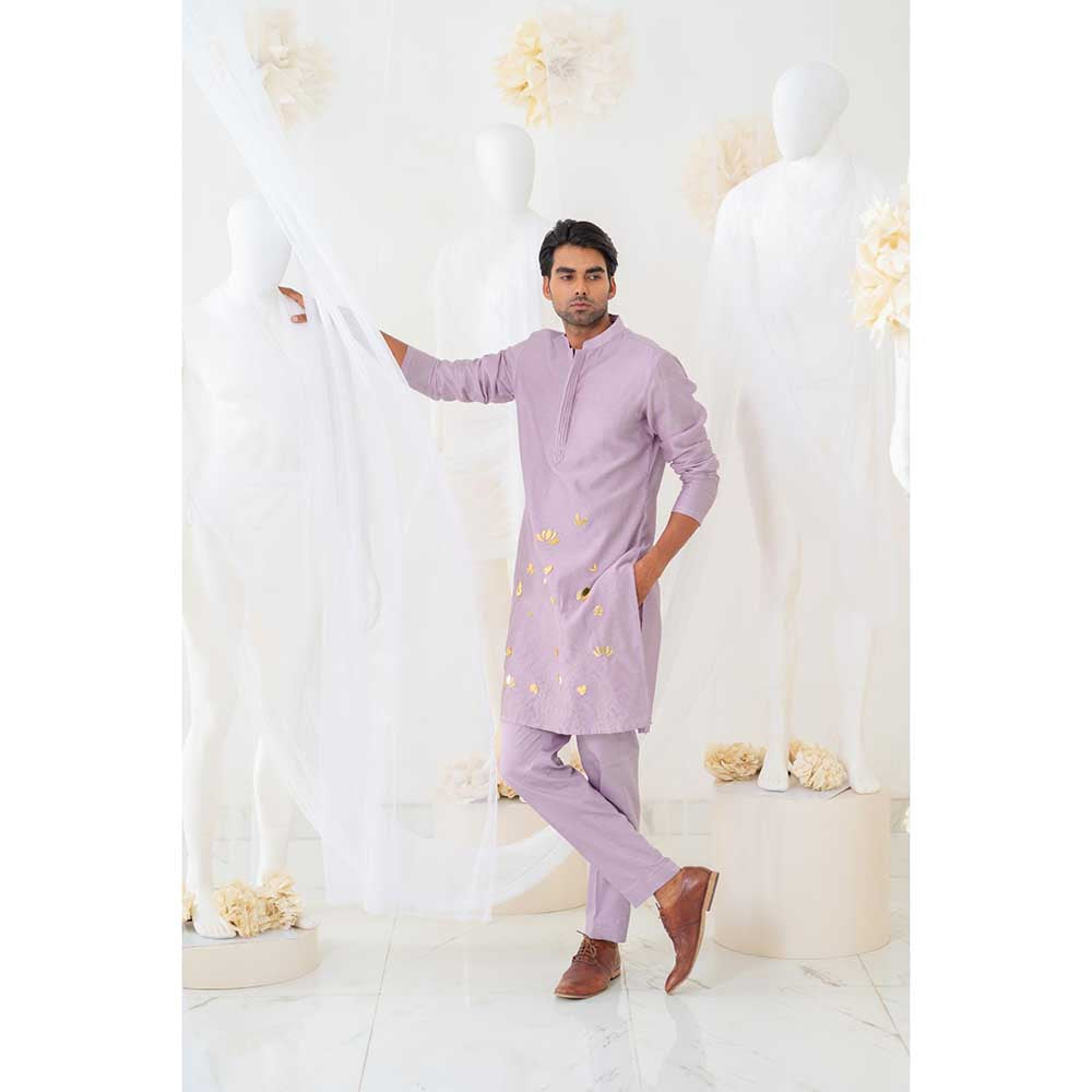 Runit Gupta Kingdom Lavender Kurta with Pant (Set of 2)