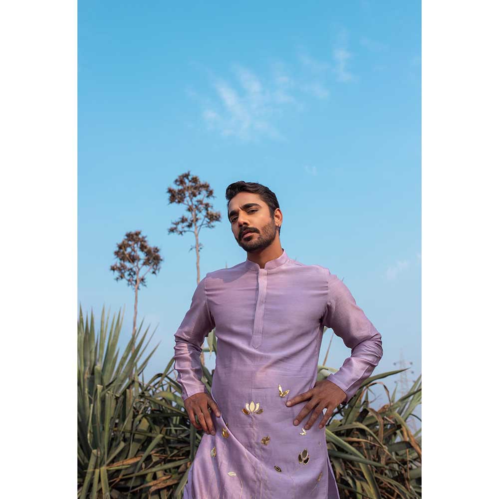 Runit Gupta Kingdom Lavender Kurta with Pant (Set of 2)