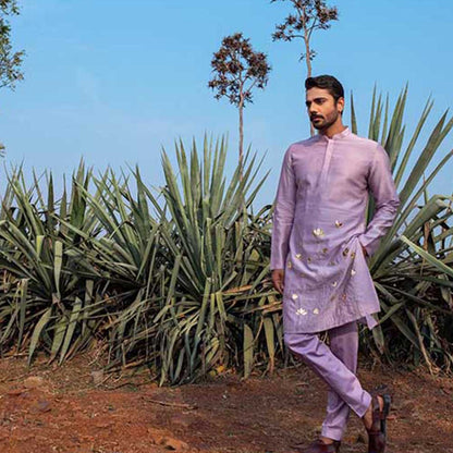 Runit Gupta Kingdom Lavender Kurta with Pant (Set of 2)
