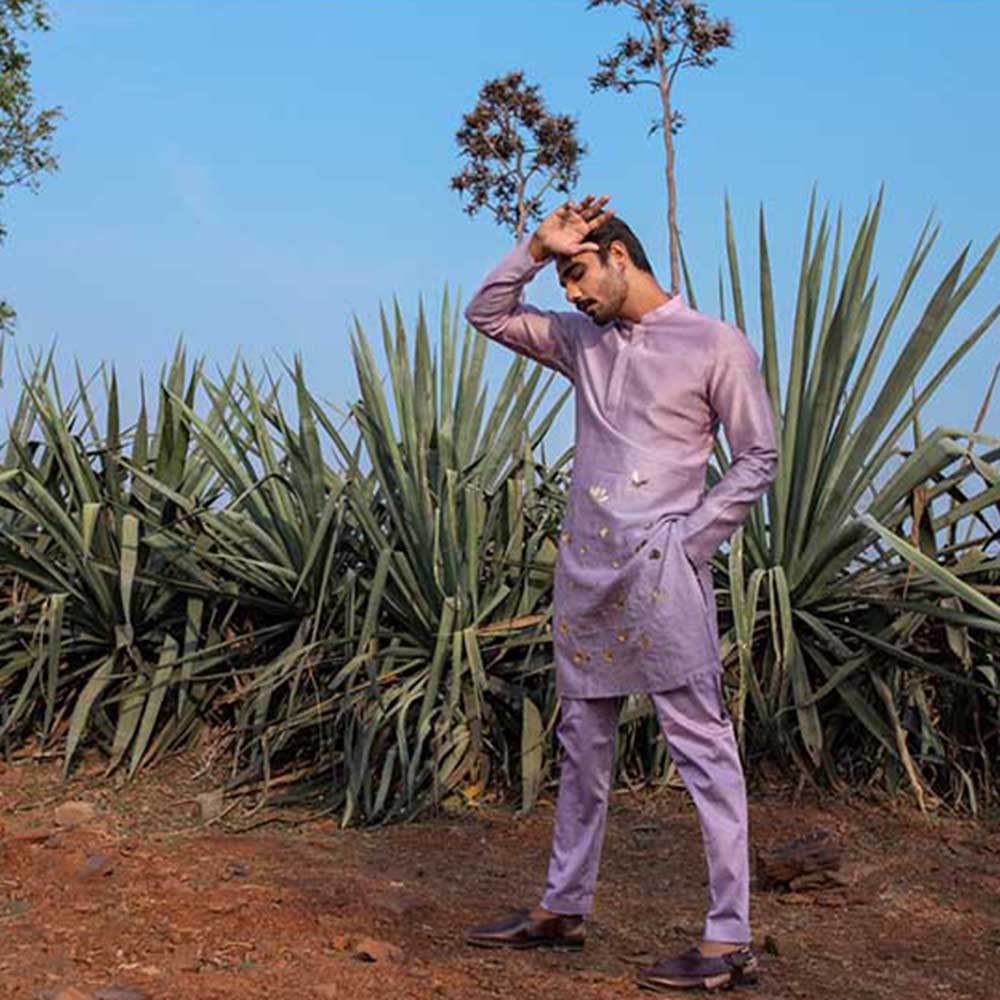 Runit Gupta Kingdom Lavender Kurta with Pant (Set of 2)