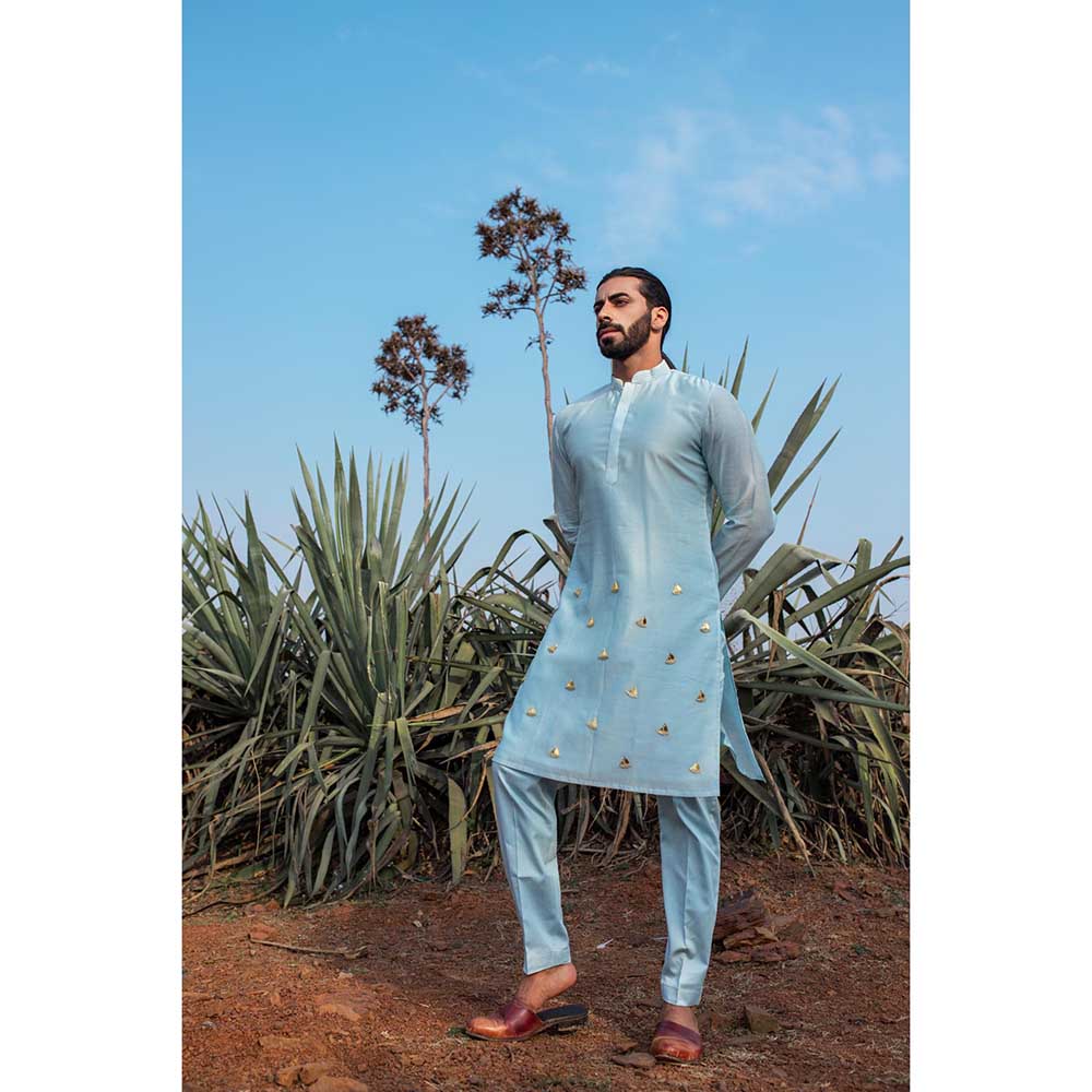 Runit Gupta Aqua Aura Kurta with Pant (Set of 2)