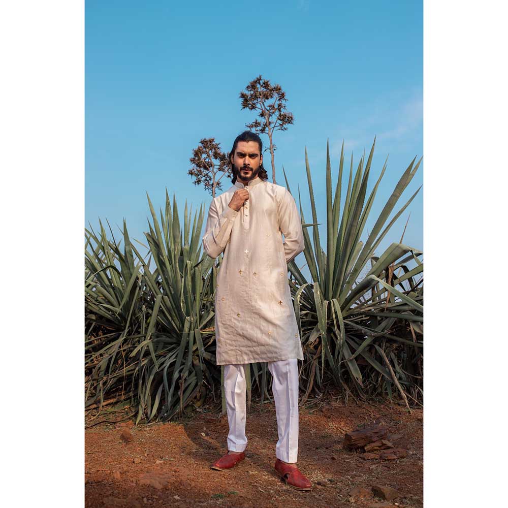 Runit Gupta Aero Ivory Kurta with Pant (Set of 2)