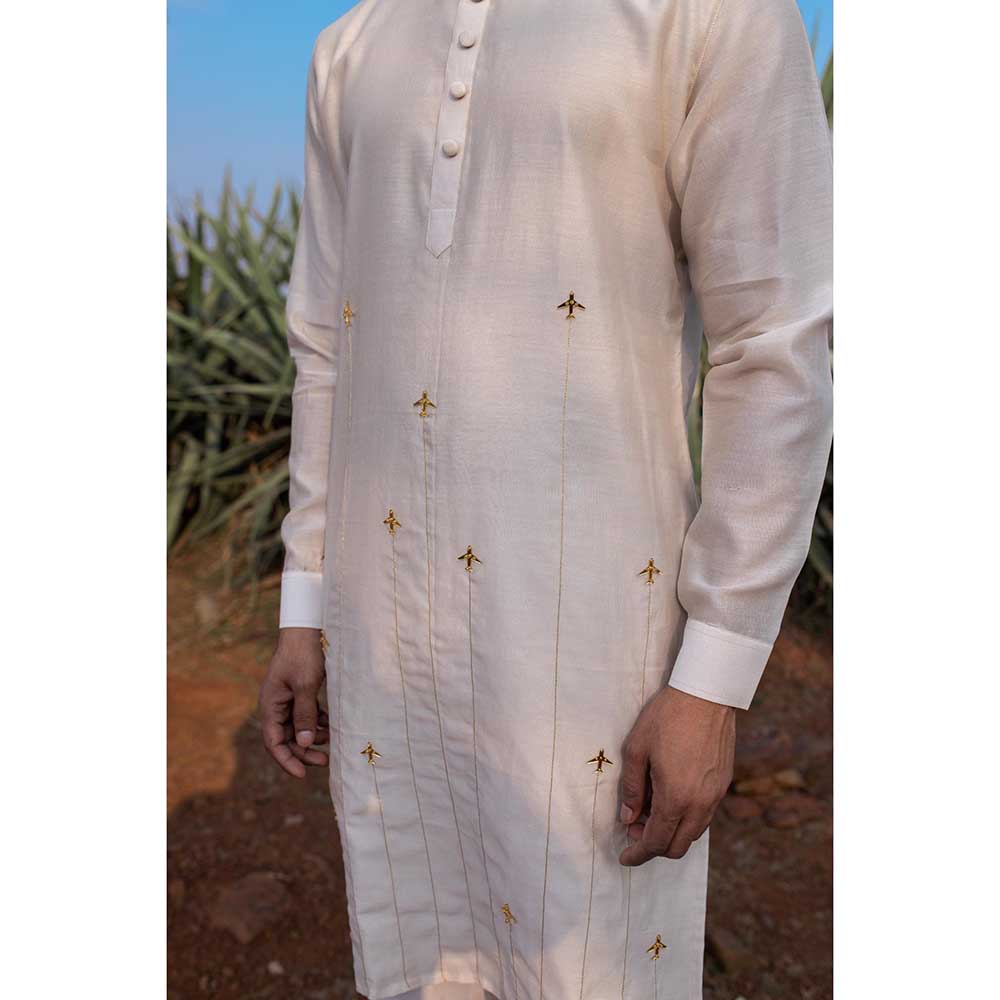 Runit Gupta Aero Ivory Kurta with Pant (Set of 2)