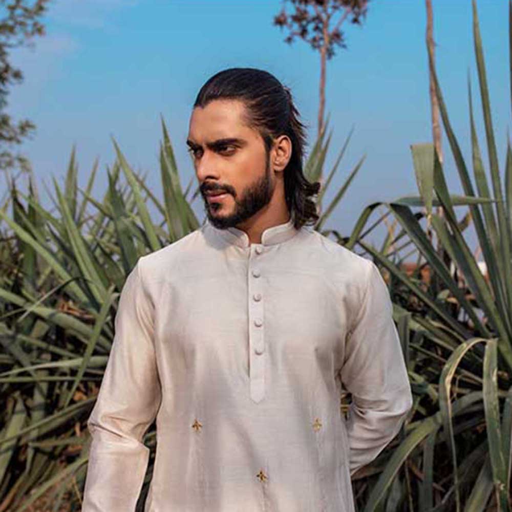 Runit Gupta Aero Ivory Kurta with Pant (Set of 2)